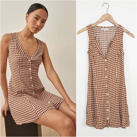 Reformation Dresses & Skirts - Reformation Brown and White Checkered Mini Dress
